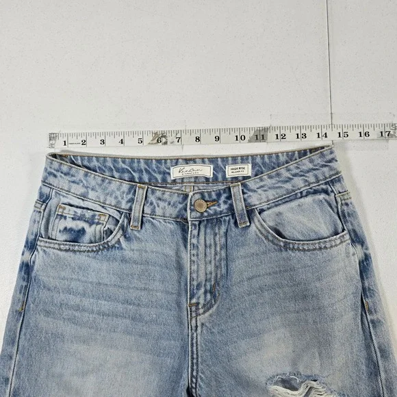 KanCan Signature High Rise Relaxed Fit Distressed Light Wash Denim Jeans Size 24 - Picture 3 of 9
